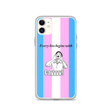 Load image into Gallery viewer, Every Kiss Begins with Gay (trans pride flag) - iPhone Case