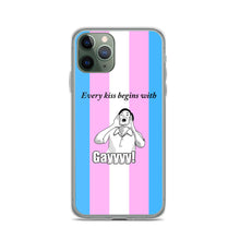 Load image into Gallery viewer, Every Kiss Begins with Gay (trans pride flag) - iPhone Case