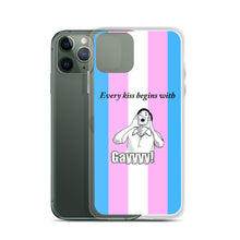 Load image into Gallery viewer, Every Kiss Begins with Gay (trans pride flag) - iPhone Case