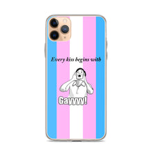 Load image into Gallery viewer, Every Kiss Begins with Gay (trans pride flag) - iPhone Case