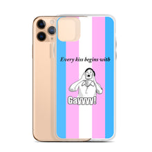 Load image into Gallery viewer, Every Kiss Begins with Gay (trans pride flag) - iPhone Case