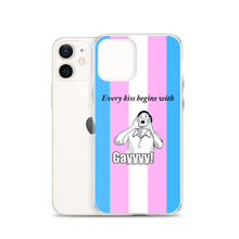 Load image into Gallery viewer, Every Kiss Begins with Gay (trans pride flag) - iPhone Case