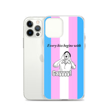Load image into Gallery viewer, Every Kiss Begins with Gay (trans pride flag) - iPhone Case