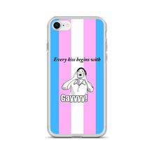 Load image into Gallery viewer, Every Kiss Begins with Gay (trans pride flag) - iPhone Case