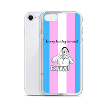 Load image into Gallery viewer, Every Kiss Begins with Gay (trans pride flag) - iPhone Case