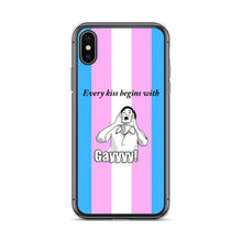 Load image into Gallery viewer, Every Kiss Begins with Gay (trans pride flag) - iPhone Case