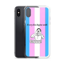 Load image into Gallery viewer, Every Kiss Begins with Gay (trans pride flag) - iPhone Case