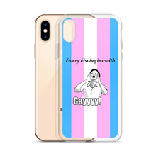 Load image into Gallery viewer, Every Kiss Begins with Gay (trans pride flag) - iPhone Case