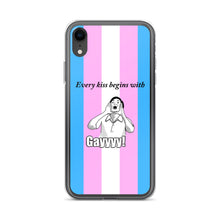 Load image into Gallery viewer, Every Kiss Begins with Gay (trans pride flag) - iPhone Case