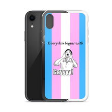 Load image into Gallery viewer, Every Kiss Begins with Gay (trans pride flag) - iPhone Case