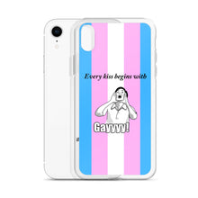 Load image into Gallery viewer, Every Kiss Begins with Gay (trans pride flag) - iPhone Case