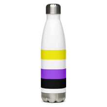 Load image into Gallery viewer, Non-Binary Pride Flag - Stainless Steel Water Bottle