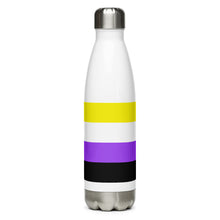 Load image into Gallery viewer, Non-Binary Pride Flag - Stainless Steel Water Bottle