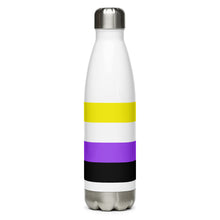 Load image into Gallery viewer, Non-Binary Pride Flag - Stainless Steel Water Bottle