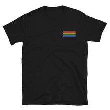 Load image into Gallery viewer, Gay Pride Flag Embroidered Short-Sleeve Unisex T-Shirt (left chest)