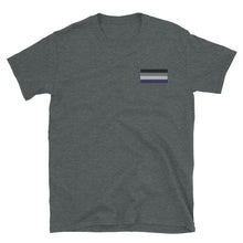 Load image into Gallery viewer, Ace Pride Flag Embroidered Short-Sleeve Unisex T-Shirt (left chest)