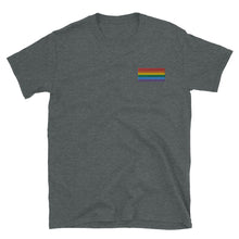 Load image into Gallery viewer, Gay Pride Flag Embroidered Short-Sleeve Unisex T-Shirt (left chest)