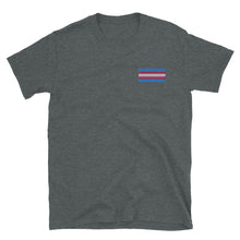 Load image into Gallery viewer, Trans Pride Flag Embroidered Short-Sleeve Unisex T-Shirt (left chest)