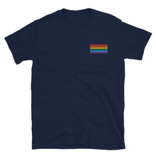Load image into Gallery viewer, Gay Pride Flag Embroidered Short-Sleeve Unisex T-Shirt (left chest)