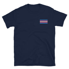 Load image into Gallery viewer, Trans Pride Flag Embroidered Short-Sleeve Unisex T-Shirt (left chest)