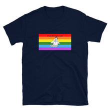 Load image into Gallery viewer, Every Kiss Begins with Gay (gay pride flag) - Short-Sleeve Unisex T-Shirt