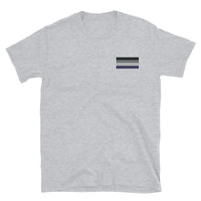 Load image into Gallery viewer, Ace Pride Flag Embroidered Short-Sleeve Unisex T-Shirt (left chest)