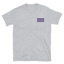 Load image into Gallery viewer, Trans Pride Flag Embroidered Short-Sleeve Unisex T-Shirt (left chest)
