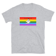 Load image into Gallery viewer, Every Kiss Begins with Gay (gay pride flag) - Short-Sleeve Unisex T-Shirt
