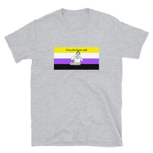 Load image into Gallery viewer, Every Kiss Begins with Gay (non-binary pride flag) - Short-Sleeve Unisex T-Shirt