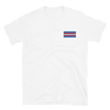 Load image into Gallery viewer, Trans Pride Flag Embroidered Short-Sleeve Unisex T-Shirt (left chest)