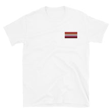 Load image into Gallery viewer, Lesbian Pride Flag Embroidered Short-Sleeve Unisex T-Shirt (left chest)