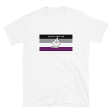 Load image into Gallery viewer, Every Kiss Begins with Gay (ace pride flag) - Short-Sleeve Unisex T-Shirt