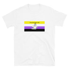 Load image into Gallery viewer, Every Kiss Begins with Gay (non-binary pride flag) - Short-Sleeve Unisex T-Shirt