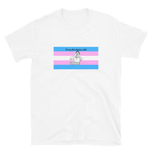 Load image into Gallery viewer, Every Kiss Begins with Gay (trans pride flag) - Short-Sleeve Unisex T-Shirt