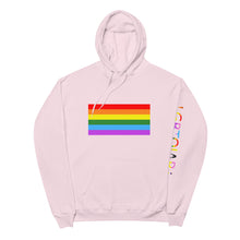Load image into Gallery viewer, Gay Pride Flag with LGBTQIAP+ on left sleeve - Unisex fleece hoodie