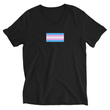 Load image into Gallery viewer, Trans Pride Flag - Unisex Short Sleeve V-Neck T-Shirt