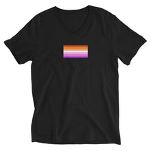 Load image into Gallery viewer, Lesbian Pride Flag - Unisex Short Sleeve V-Neck T-Shirt