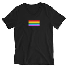 Load image into Gallery viewer, Gay Pride Flag - Unisex Short Sleeve V-Neck T-Shirt