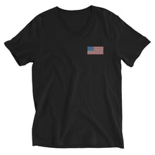 Load image into Gallery viewer, American Flag Embroidered Unisex Short Sleeve V-Neck T-Shirt (left chest)