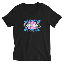 Load image into Gallery viewer, Trans Flowers - Unisex Short Sleeve V-Neck T-Shirt