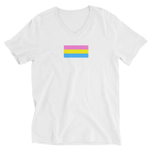 Load image into Gallery viewer, Pan Pride Flag - Unisex Short Sleeve V-Neck T-Shirt