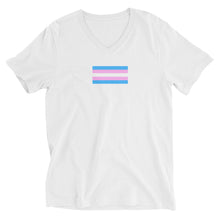 Load image into Gallery viewer, Trans Pride Flag - Unisex Short Sleeve V-Neck T-Shirt