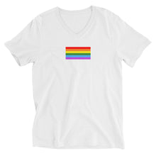 Load image into Gallery viewer, Gay Pride Flag - Unisex Short Sleeve V-Neck T-Shirt