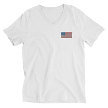 Load image into Gallery viewer, American Flag Embroidered Unisex Short Sleeve V-Neck T-Shirt (left chest)