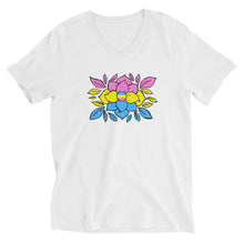 Load image into Gallery viewer, Pan Flowers - Unisex Short Sleeve V-Neck T-Shirt