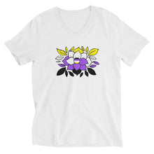 Load image into Gallery viewer, Non-Binary Flowers - Unisex Short Sleeve V-Neck T-Shirt
