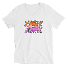 Load image into Gallery viewer, Lesbian Flowers - Unisex Short Sleeve V-Neck T-Shirt