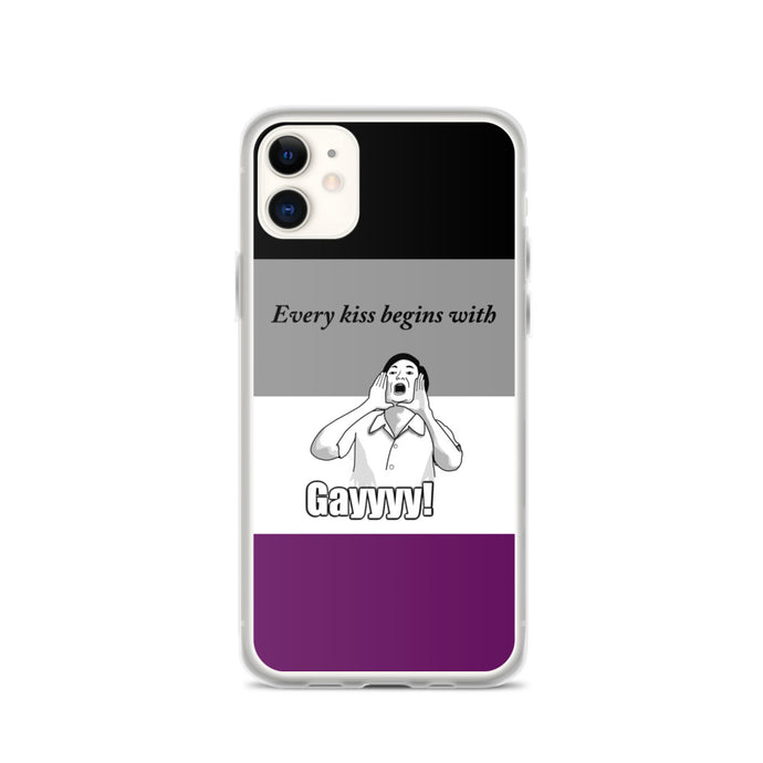 Every Kiss Begins with Gay (ace pride flag) - iPhone Case