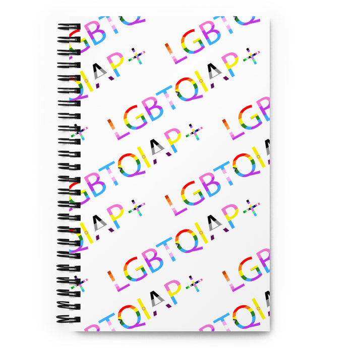 LGBTQIAP+ Spiral notebook with Gay Pride Flag back cover