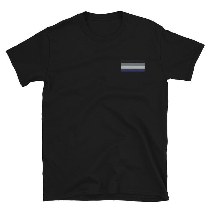 Ace Pride Flag Embroidered Short-Sleeve Unisex T-Shirt (left chest)